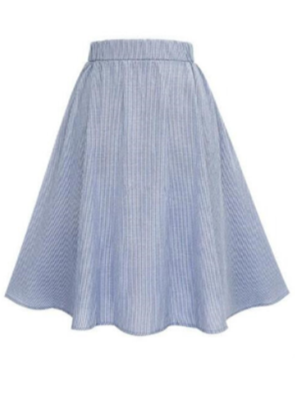 Women's Button-Up Single-Breasted Pinstripe Midi Skirt - ALL HERZ FASHIONS