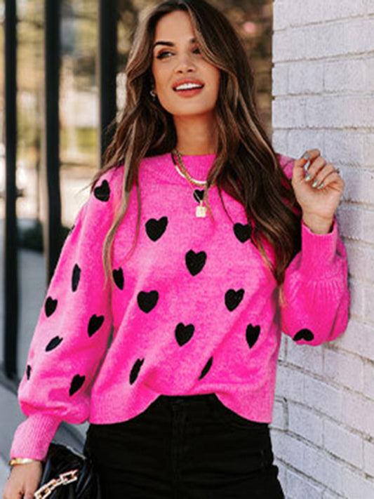 Valentine's Day Heart Pullover Loose Sweater