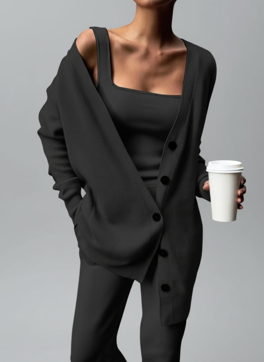 Women's Casual Knitted Three-Piece Loungewear Set - ALL HERZ FASHIONS