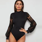 Lace Stitching Slim Bodysuit