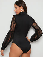 Lace Stitching Slim Bodysuit