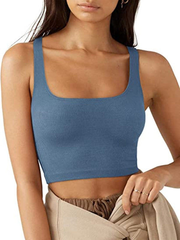 Women's solid color casual thread short vest - ALL HERZ FASHIONS