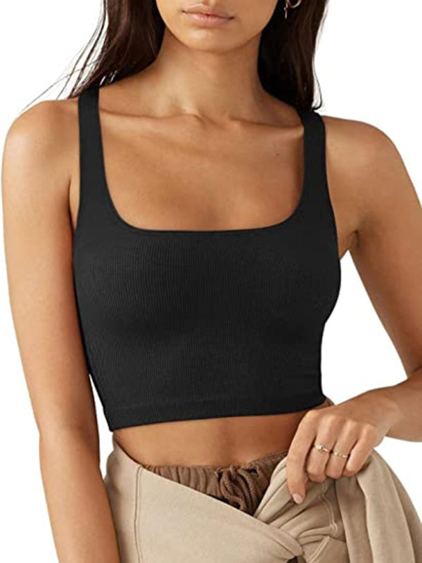 Women's solid color casual thread short vest - ALL HERZ FASHIONS