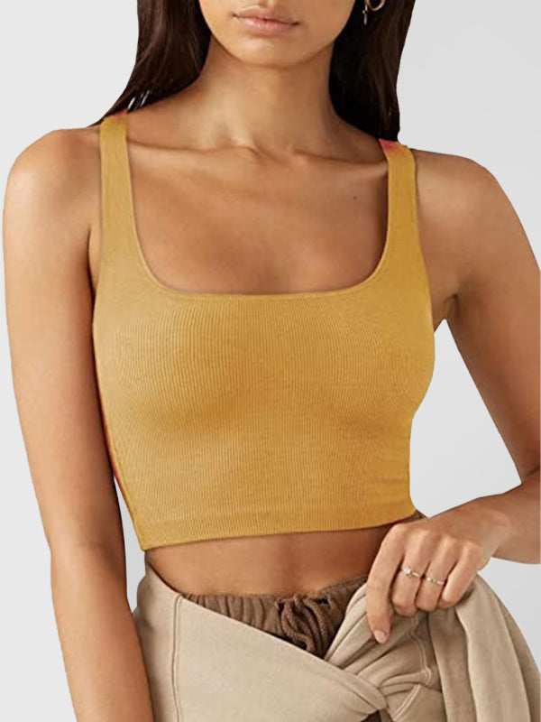 Women's solid color casual thread short vest - ALL HERZ FASHIONS