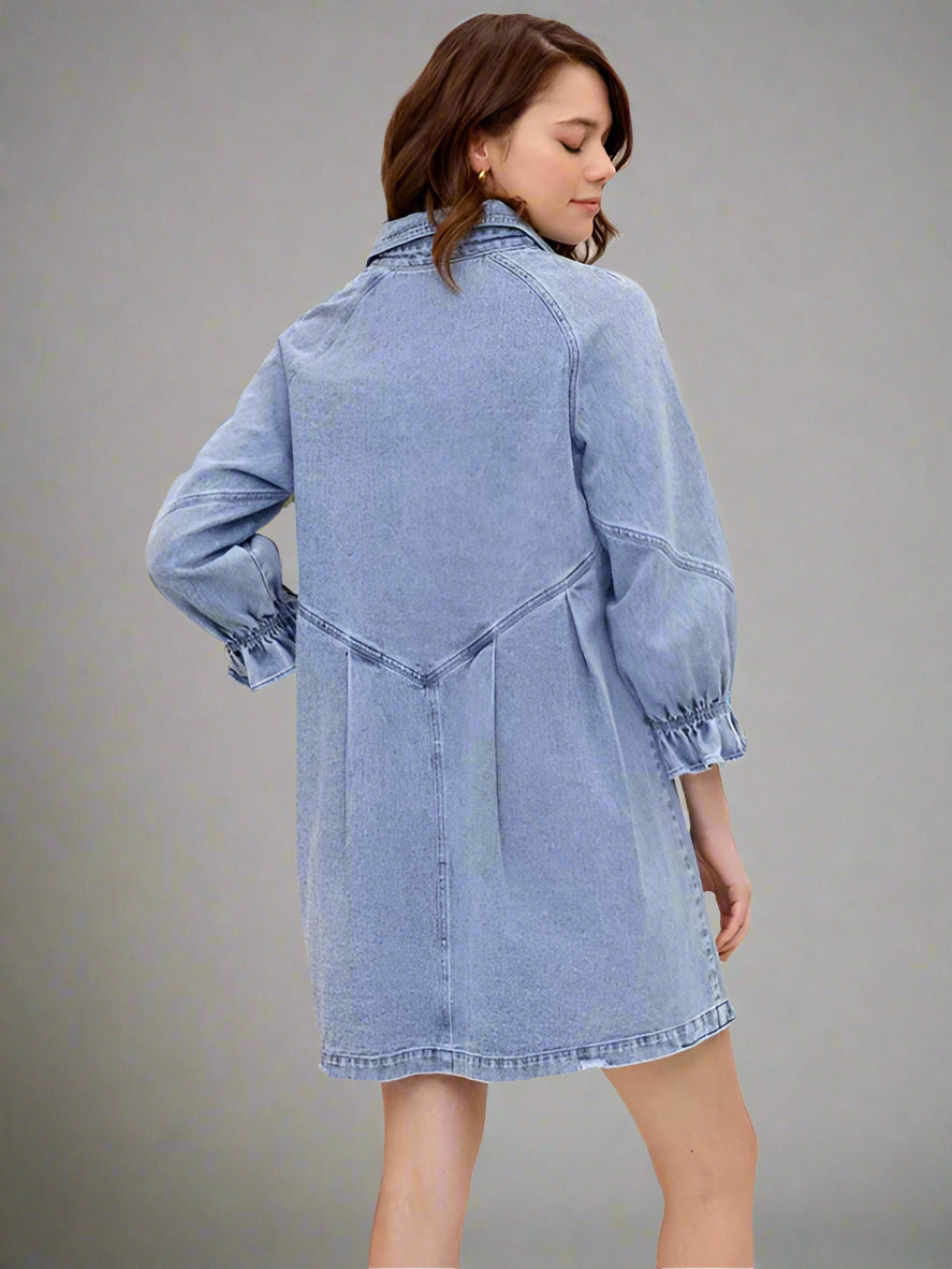Loose Denim Balloon Dress - ALL HERZ FASHIONS