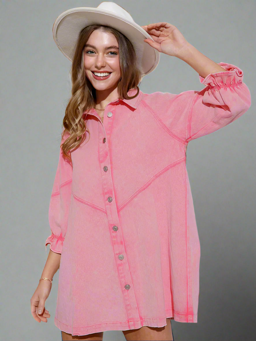 Loose Denim Balloon Dress - ALL HERZ FASHIONS