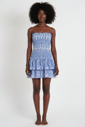 Strapless Slim Ruffle Hem Embroidered Short Dress - ALL HERZ FASHIONS
