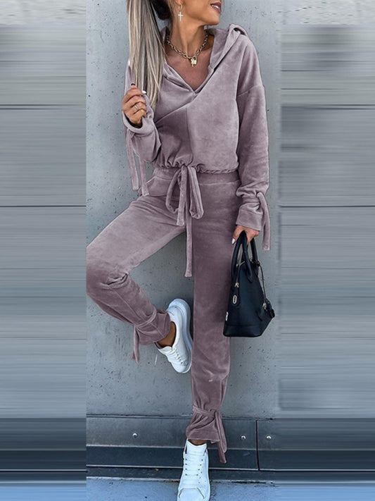 Casual Long-Sleeved Hooded Sweat Set