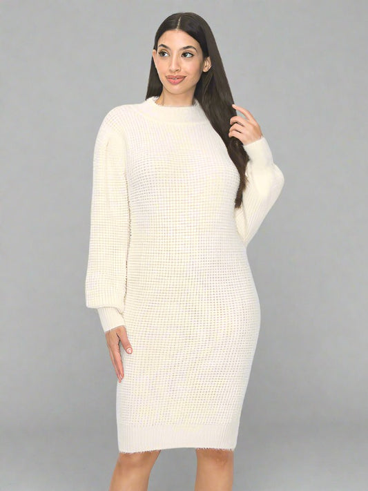 Casual Slim Round Neck Sweater Dress