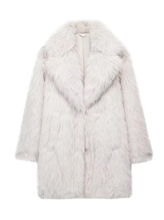 Warm Lapel Loose Faux Fur Coat